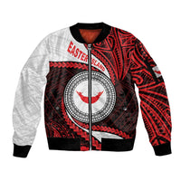 Easter Island Sleeve Zip Bomber Jacket Moai Statues Polynesian Style LT05 Unisex Red - Polynesian Pride
