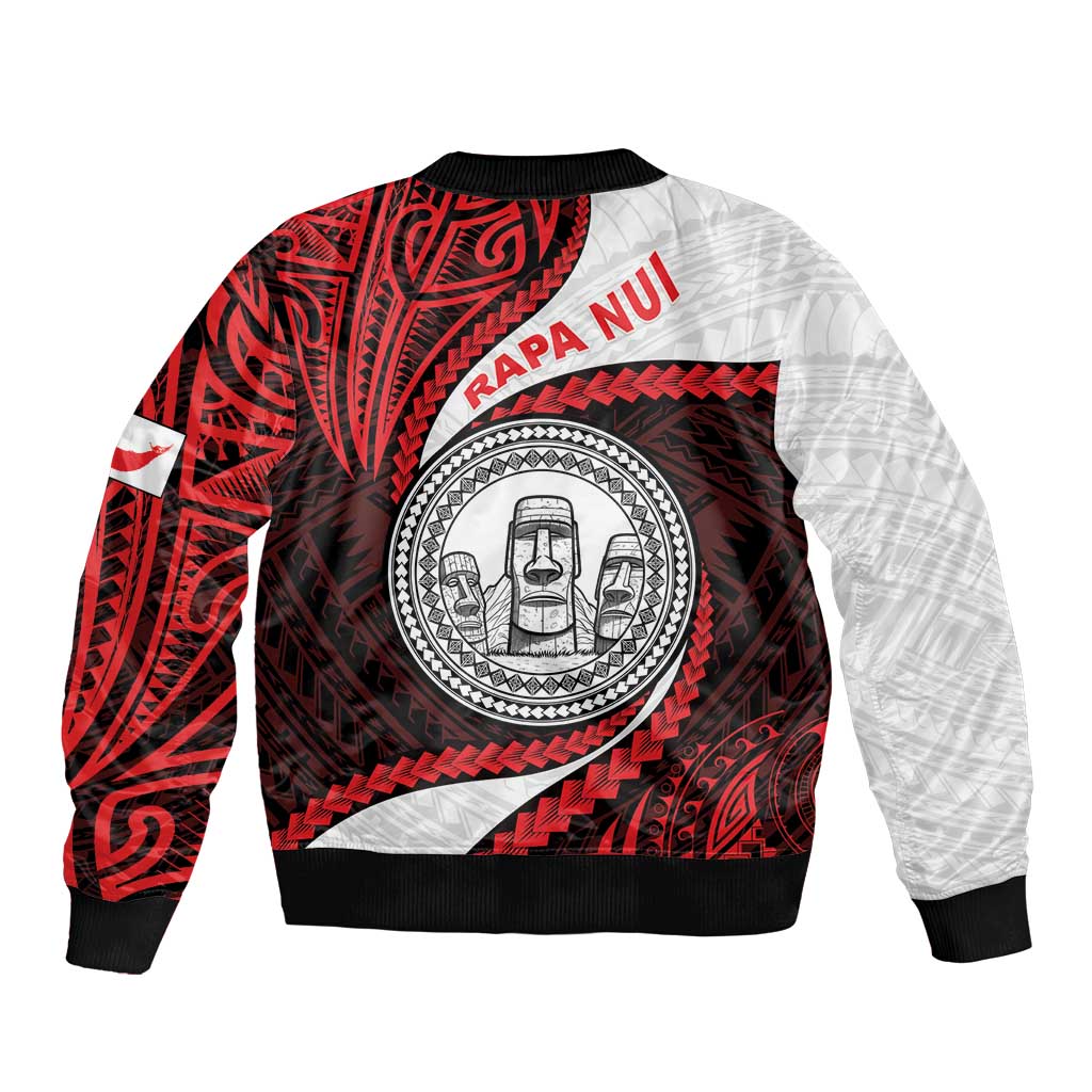 Easter Island Sleeve Zip Bomber Jacket Moai Statues Polynesian Style LT05 - Polynesian Pride