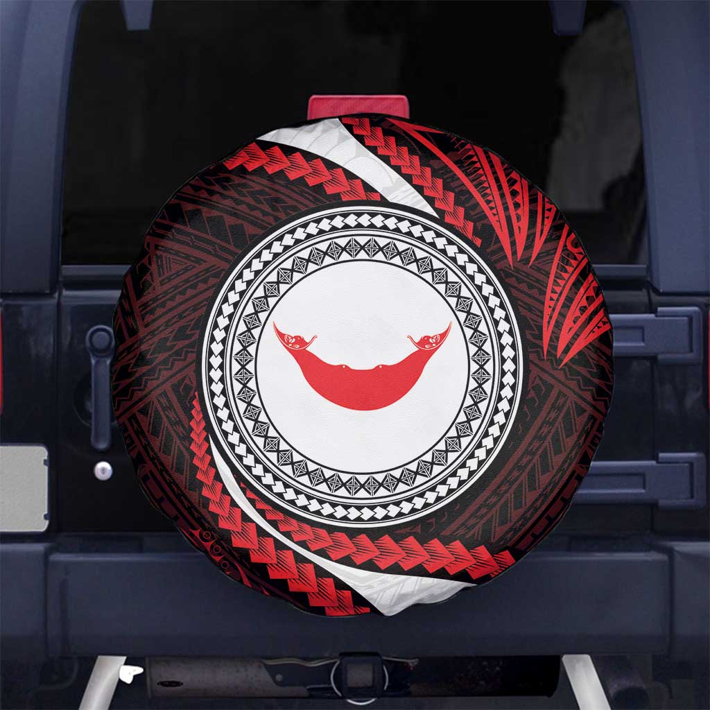 Easter Island Spare Tire Cover Moai Statues Polynesian Style LT05 No hole Red - Polynesian Pride