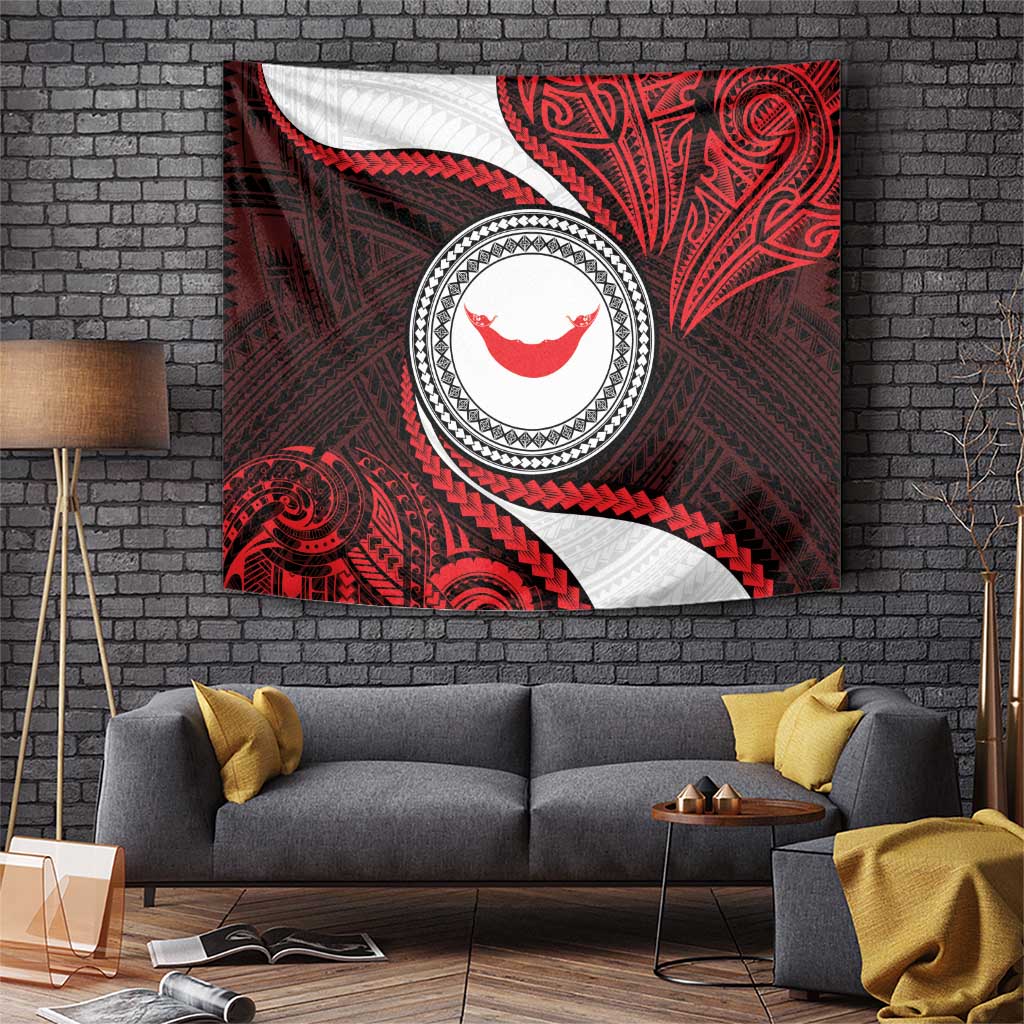 Easter Island Tapestry Moai Statues Polynesian Style LT05 Red - Polynesian Pride
