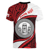 Easter Island Women V-Neck T-Shirt Moai Statues Polynesian Style