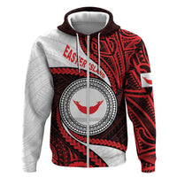 Easter Island Zip Hoodie Moai Statues Polynesian Style LT05 Zip Hoodie Red - Polynesian Pride