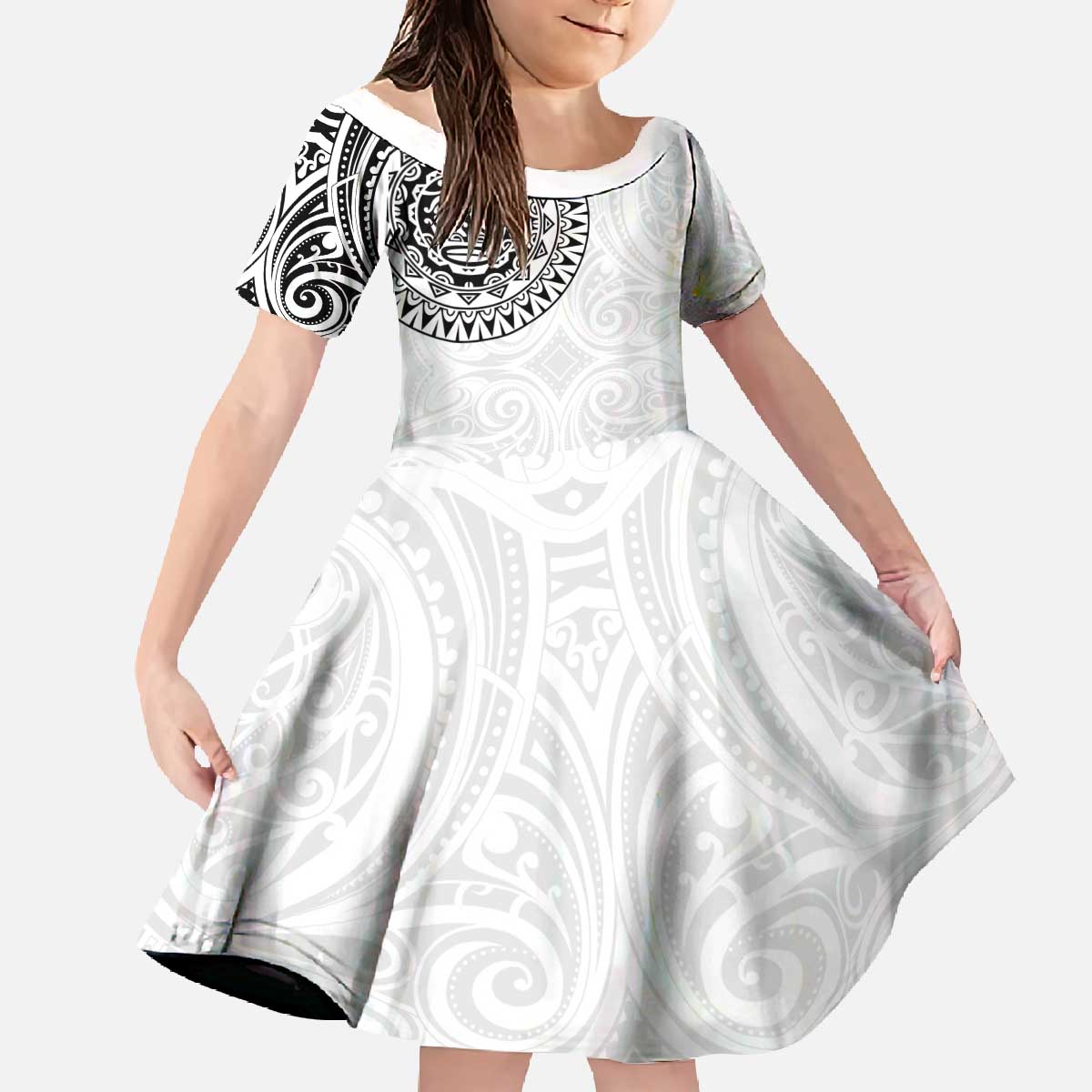 New Zealand Aotearoa Family Matching Off The Shoulder Long Sleeve Dress and Hawaiian Shirt Maori Te Mata O Rongokako