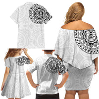 New Zealand Aotearoa Family Matching Off Shoulder Short Dress and Hawaiian Shirt Maori Te Mata O Rongokako