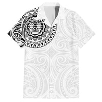 New Zealand Aotearoa Family Matching Short Sleeve Bodycon Dress and Hawaiian Shirt Maori Te Mata O Rongokako LT05 Dad's Shirt - Short Sleeve White - Polynesian Pride