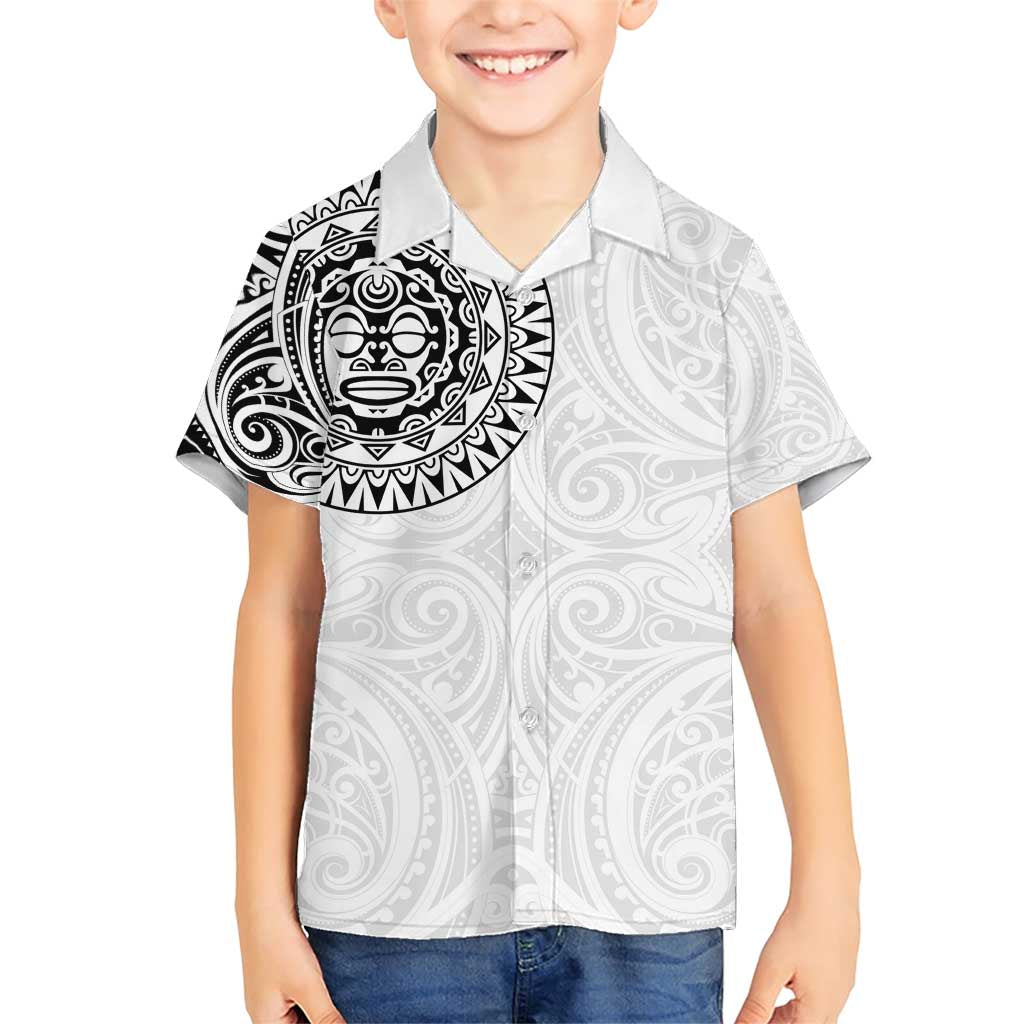 New Zealand Aotearoa Family Matching Short Sleeve Bodycon Dress and Hawaiian Shirt Maori Te Mata O Rongokako LT05 Son's Shirt White - Polynesian Pride