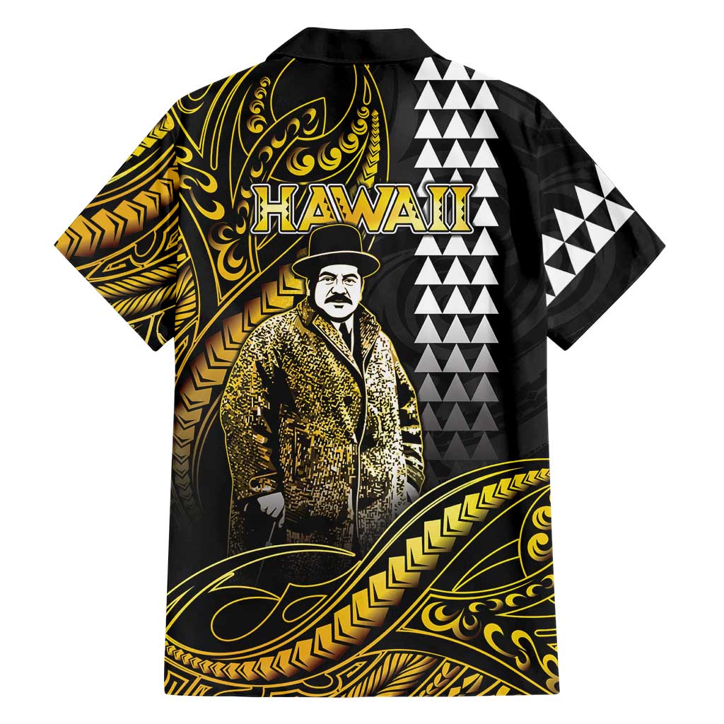 Hawaii Kuhio The Citizen Prince Family Matching Off Shoulder Short Dress and Hawaiian Shirt Gold Polynesian Tribal Tattoo LT05 - Polynesian Pride
