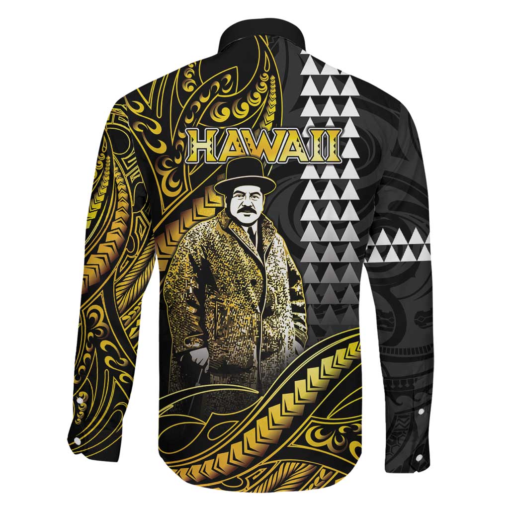 Hawaii Kuhio The Citizen Prince Family Matching Off Shoulder Short Dress and Hawaiian Shirt Gold Polynesian Tribal Tattoo LT05 - Polynesian Pride