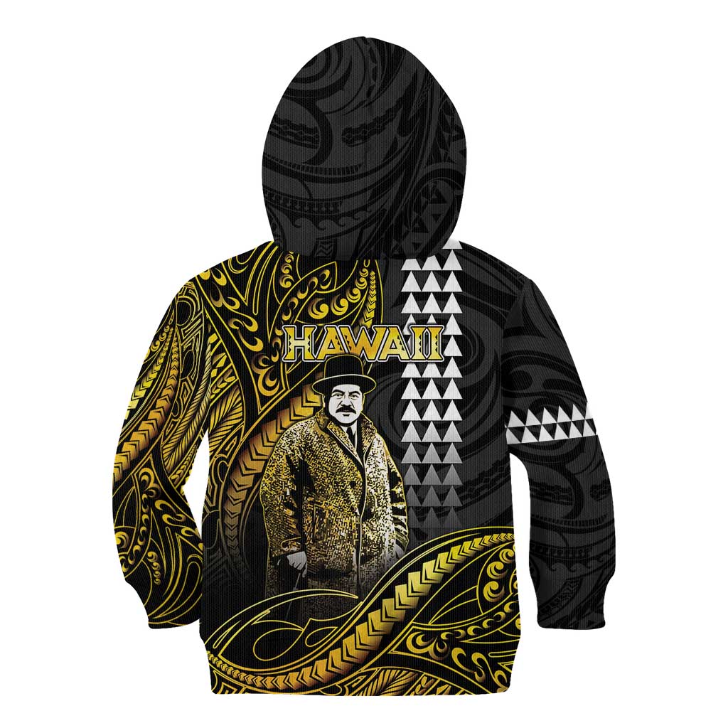 Hawaii Kuhio The Citizen Prince Kid Hoodie Gold Polynesian Tribal Tattoo