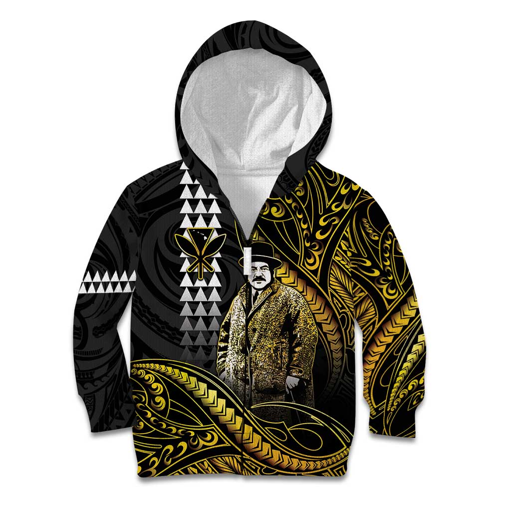 Hawaii Kuhio The Citizen Prince Kid Hoodie Gold Polynesian Tribal Tattoo