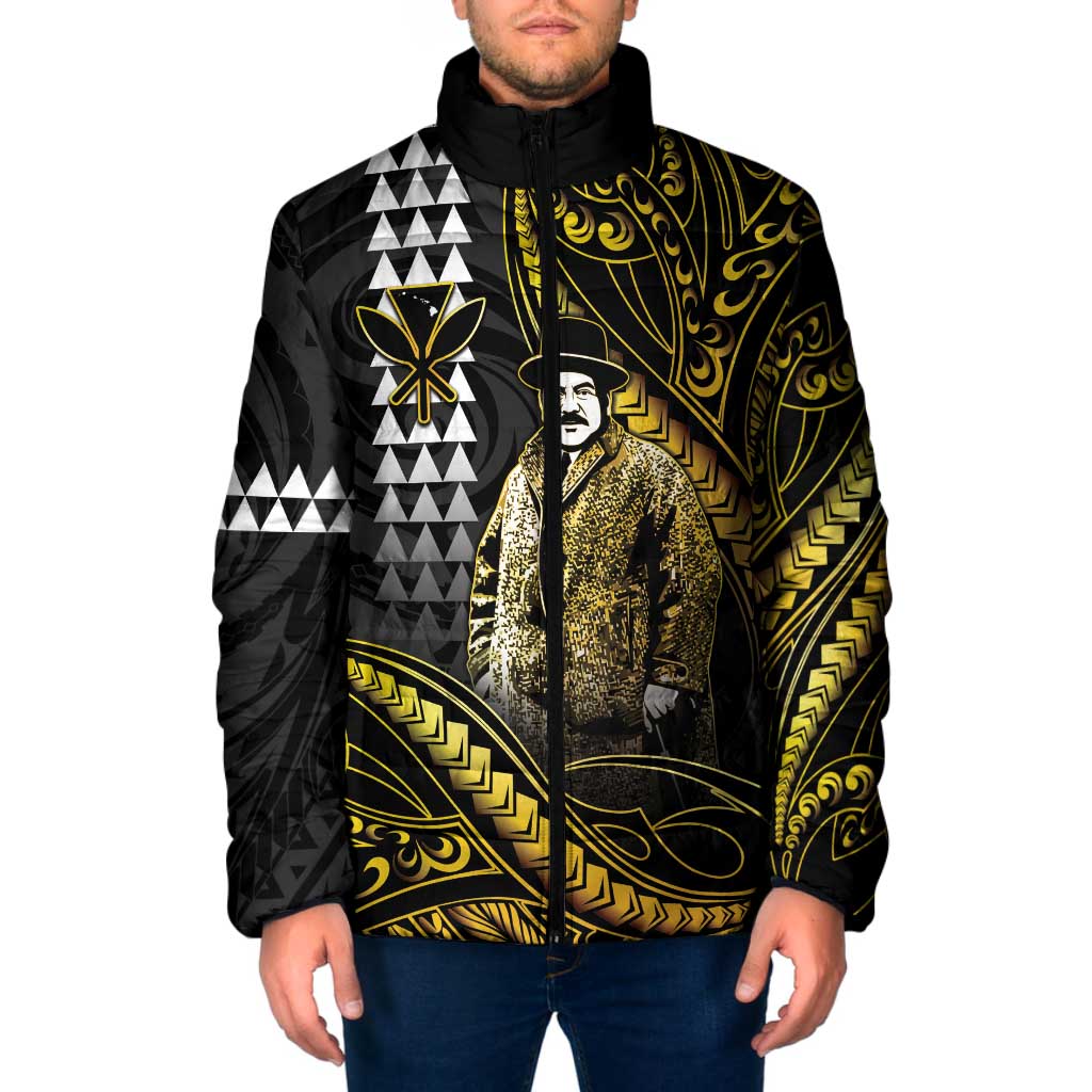 Hawaii Kuhio The Citizen Prince Padded Jacket Gold Polynesian Tribal Tattoo