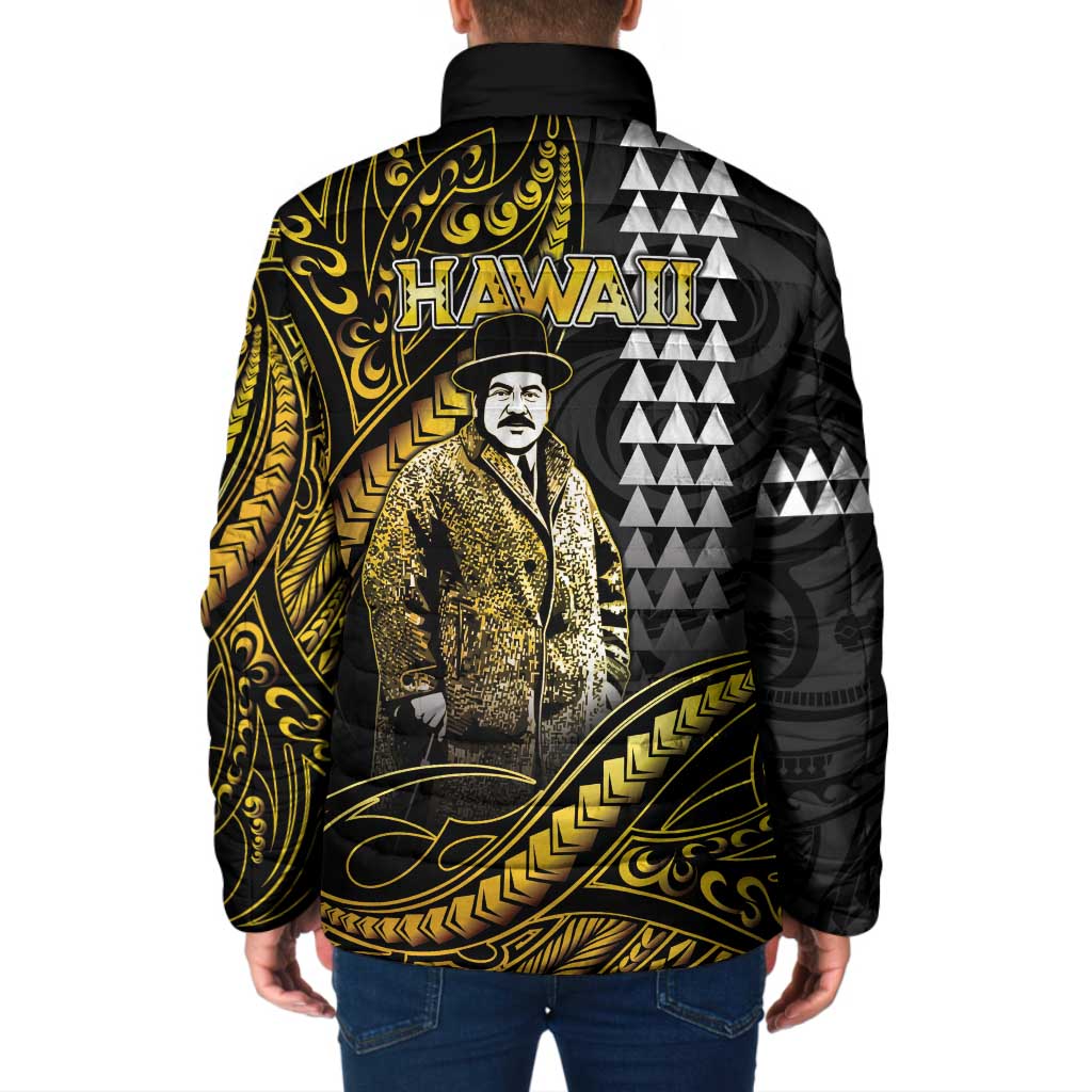 Hawaii Kuhio The Citizen Prince Padded Jacket Gold Polynesian Tribal Tattoo