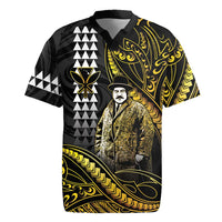 Hawaii Kuhio The Citizen Prince Rugby Jersey Gold Polynesian Tribal Tattoo LT05 Gold - Polynesian Pride