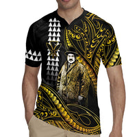 Hawaii Kuhio The Citizen Prince Rugby Jersey Gold Polynesian Tribal Tattoo LT05 - Polynesian Pride