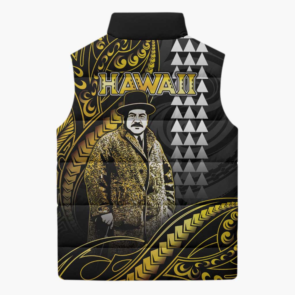 Hawaii Kuhio The Citizen Prince Sleeveless Puffer Jacket Gold Polynesian Tribal Tattoo LT05 - Polynesian Pride
