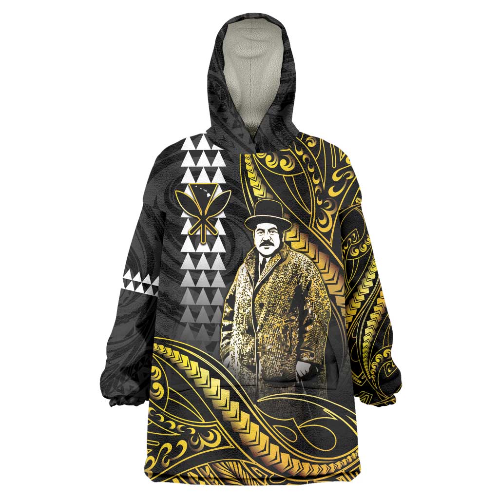Hawaii Kuhio The Citizen Prince Wearable Blanket Hoodie Gold Polynesian Tribal Tattoo