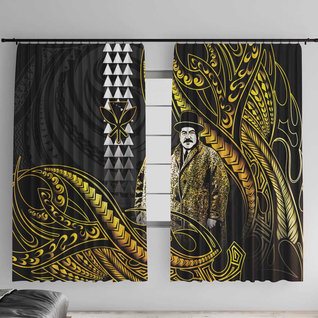 Hawaii Kuhio The Citizen Prince Window Curtain Gold Polynesian Tribal Tattoo