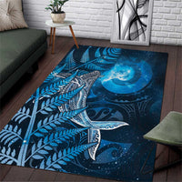 New Zealand Matariki Area Rug Maori Koru With Humpback Whale Blue LT05 Blue - Polynesian Pride