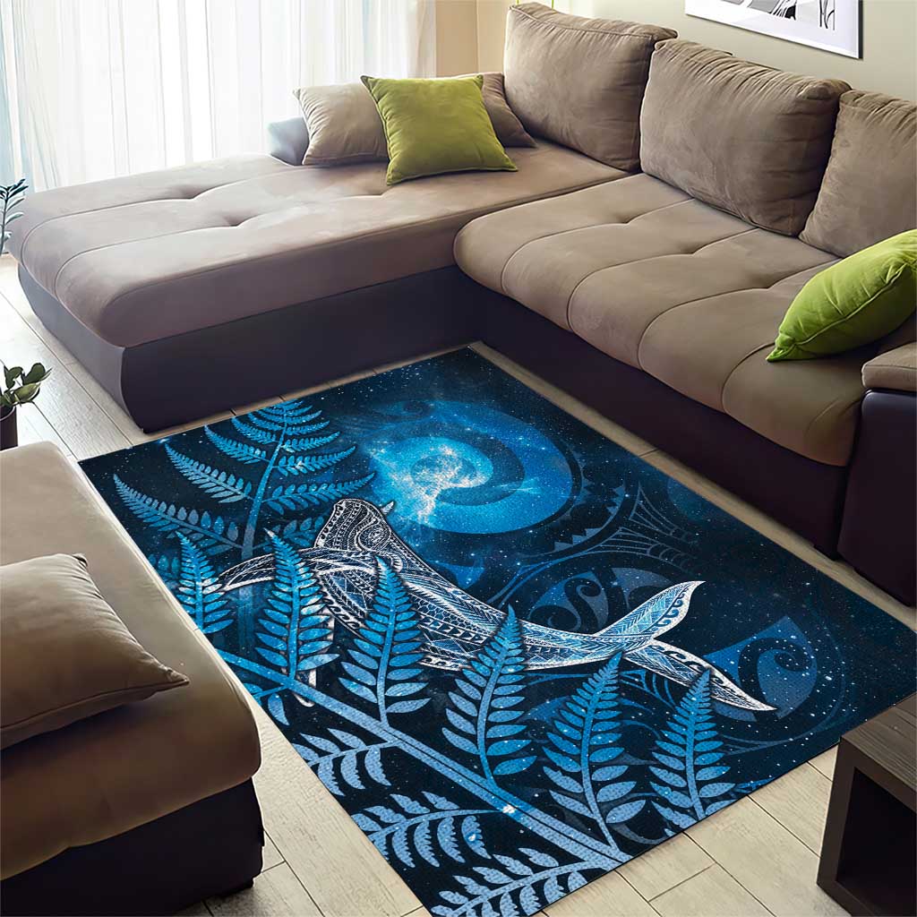 New Zealand Matariki Area Rug Maori Koru With Humpback Whale Blue LT05 - Polynesian Pride