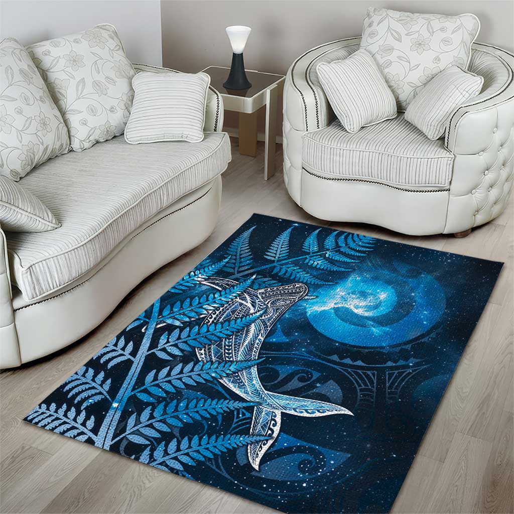 New Zealand Matariki Area Rug Maori Koru With Humpback Whale Blue LT05 - Polynesian Pride