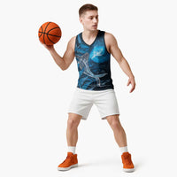 New Zealand Matariki Basketball Jersey Maori Koru With Humpback Whale Blue LT05 - Polynesian Pride