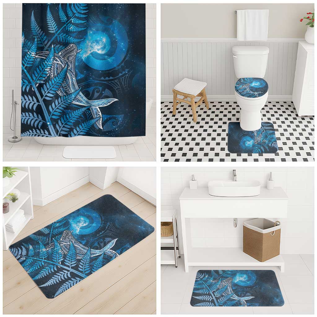 New Zealand Matariki Bathroom Set Maori Koru With Humpback Whale Blue