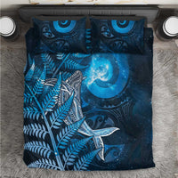 New Zealand Matariki Bedding Set Maori Koru With Humpback Whale Blue