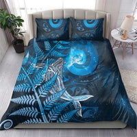 New Zealand Matariki Bedding Set Maori Koru With Humpback Whale Blue