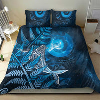 New Zealand Matariki Bedding Set Maori Koru With Humpback Whale Blue