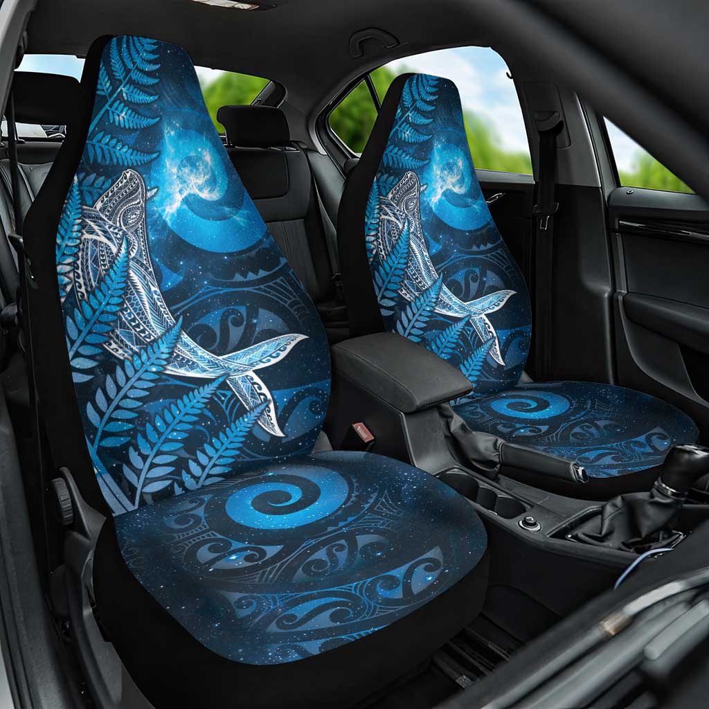 New Zealand Matariki Car Seat Cover Maori Koru With Humpback Whale Blue