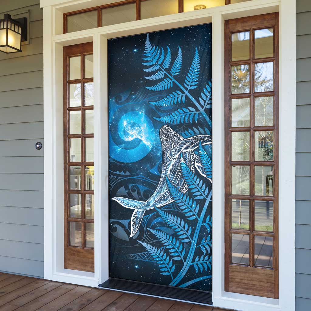 New Zealand Matariki Door Cover Maori Koru With Humpback Whale Blue