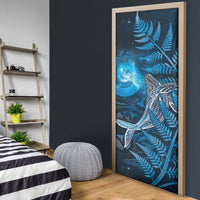 New Zealand Matariki Door Cover Maori Koru With Humpback Whale Blue