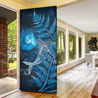New Zealand Matariki Door Cover Maori Koru With Humpback Whale Blue