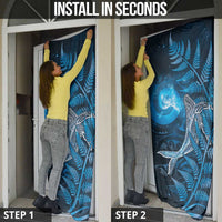 New Zealand Matariki Door Cover Maori Koru With Humpback Whale Blue