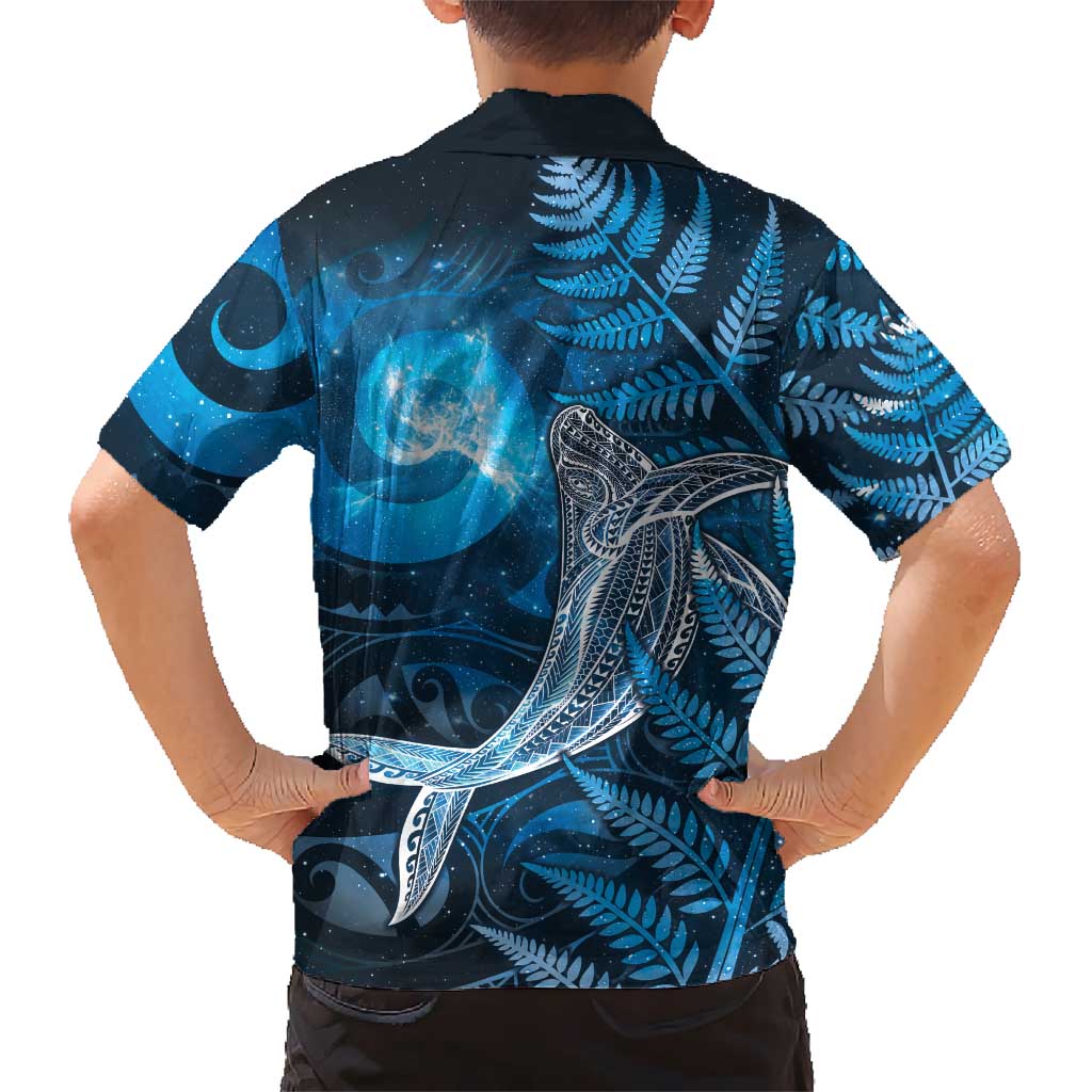New Zealand Matariki Family Matching Summer Maxi Dress and Hawaiian Shirt Maori Koru With Humpback Whale Blue