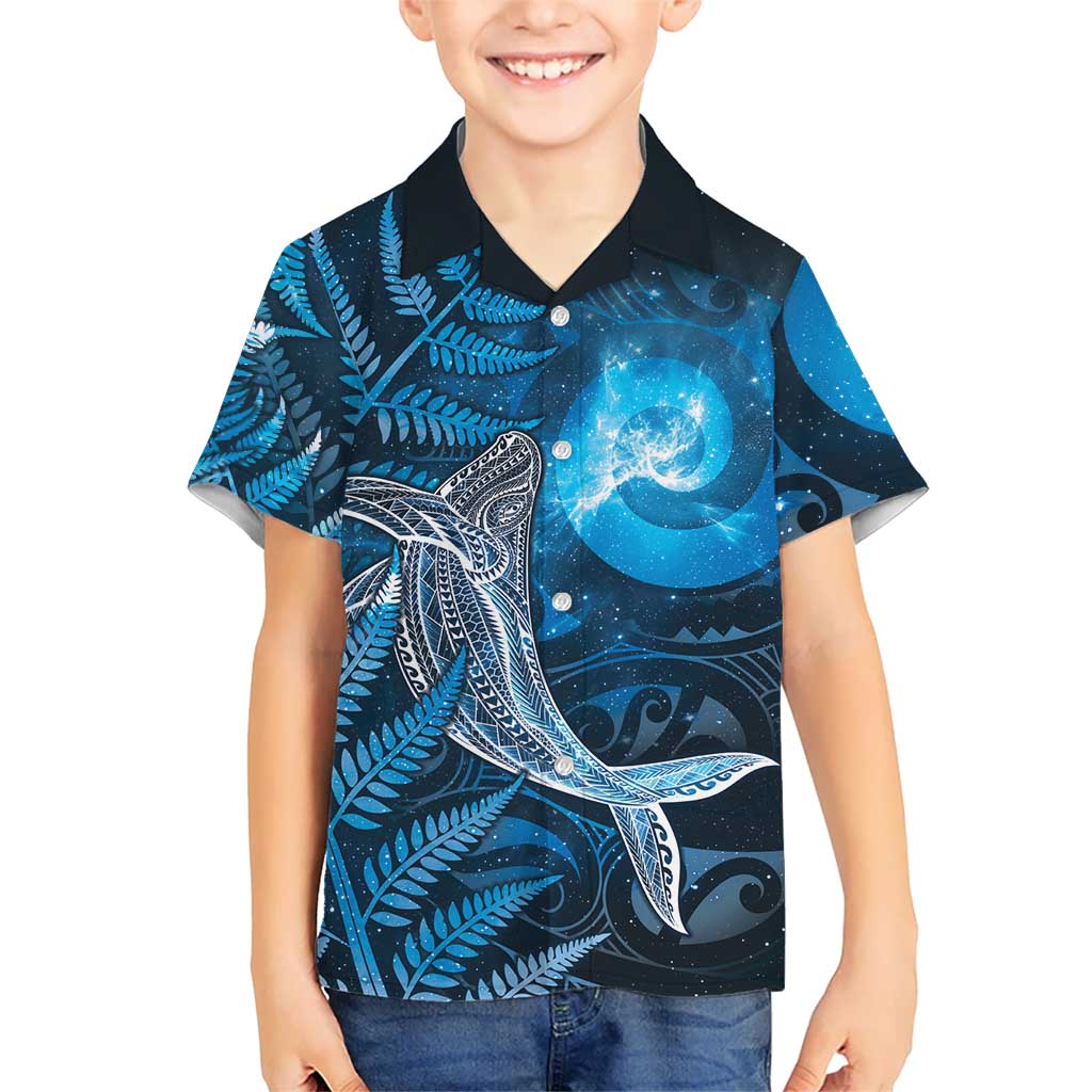 New Zealand Matariki Family Matching Summer Maxi Dress and Hawaiian Shirt Maori Koru With Humpback Whale Blue