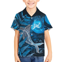 New Zealand Matariki Family Matching Summer Maxi Dress and Hawaiian Shirt Maori Koru With Humpback Whale Blue