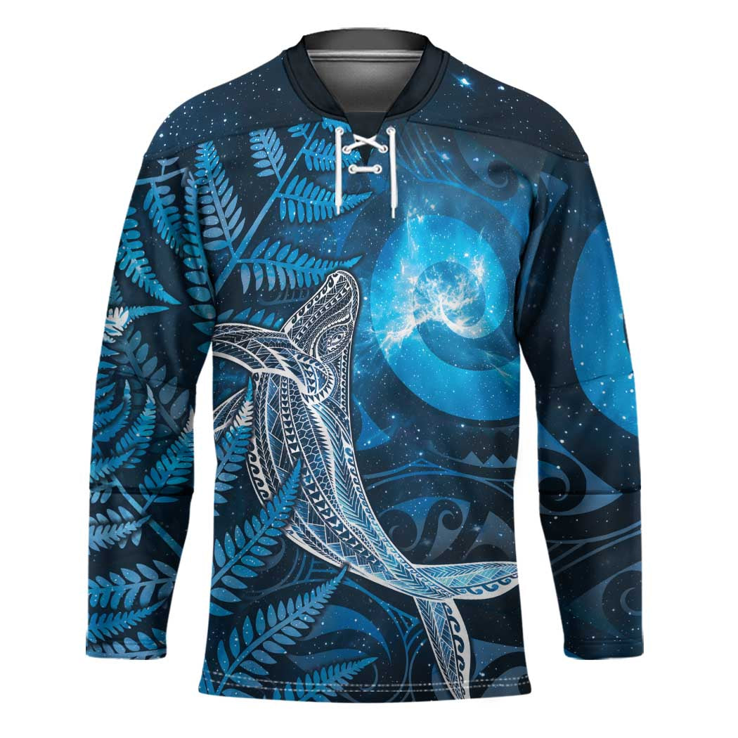 New Zealand Matariki Hockey Jersey Maori Koru With Humpback Whale Blue