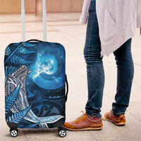 New Zealand Matariki Luggage Cover Maori Koru With Humpback Whale Blue LT05 Blue - Polynesian Pride