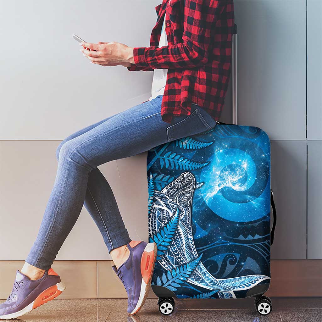 New Zealand Matariki Luggage Cover Maori Koru With Humpback Whale Blue LT05 - Polynesian Pride