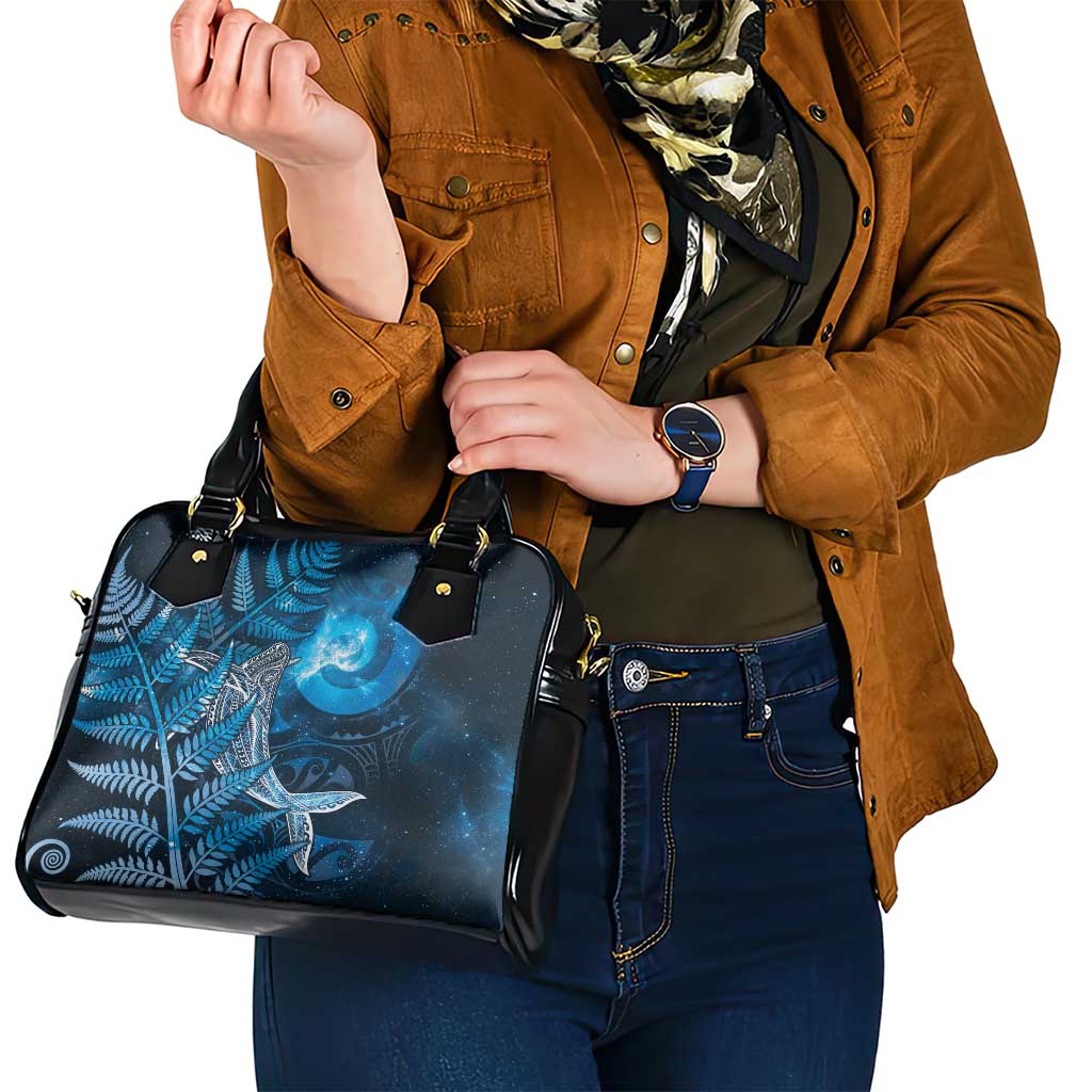 New Zealand Matariki Shoulder Handbag Maori Koru With Humpback Whale Blue LT05 - Polynesian Pride