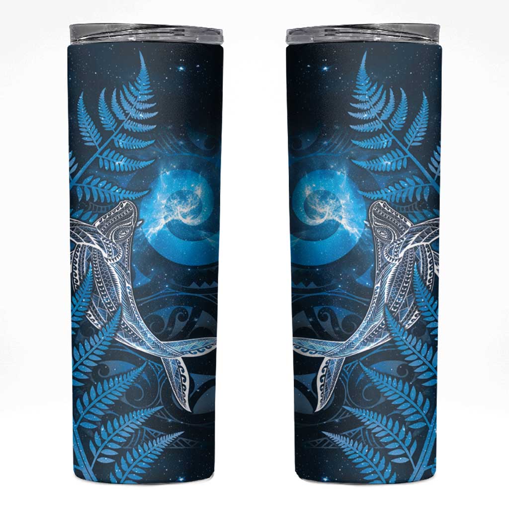 New Zealand Matariki Skinny Tumbler Maori Koru With Humpback Whale Blue LT05 Blue - Polynesian Pride