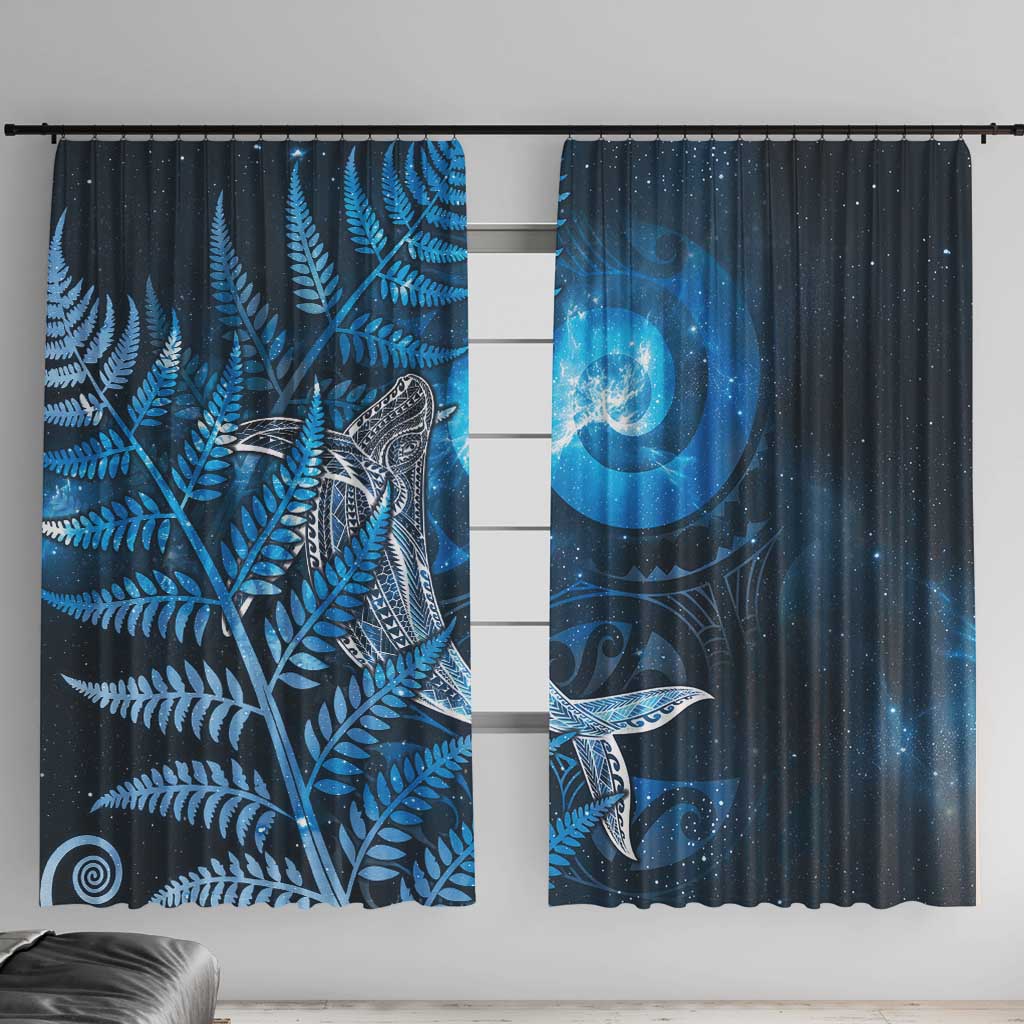 New Zealand Matariki Window Curtain Maori Koru With Humpback Whale Blue