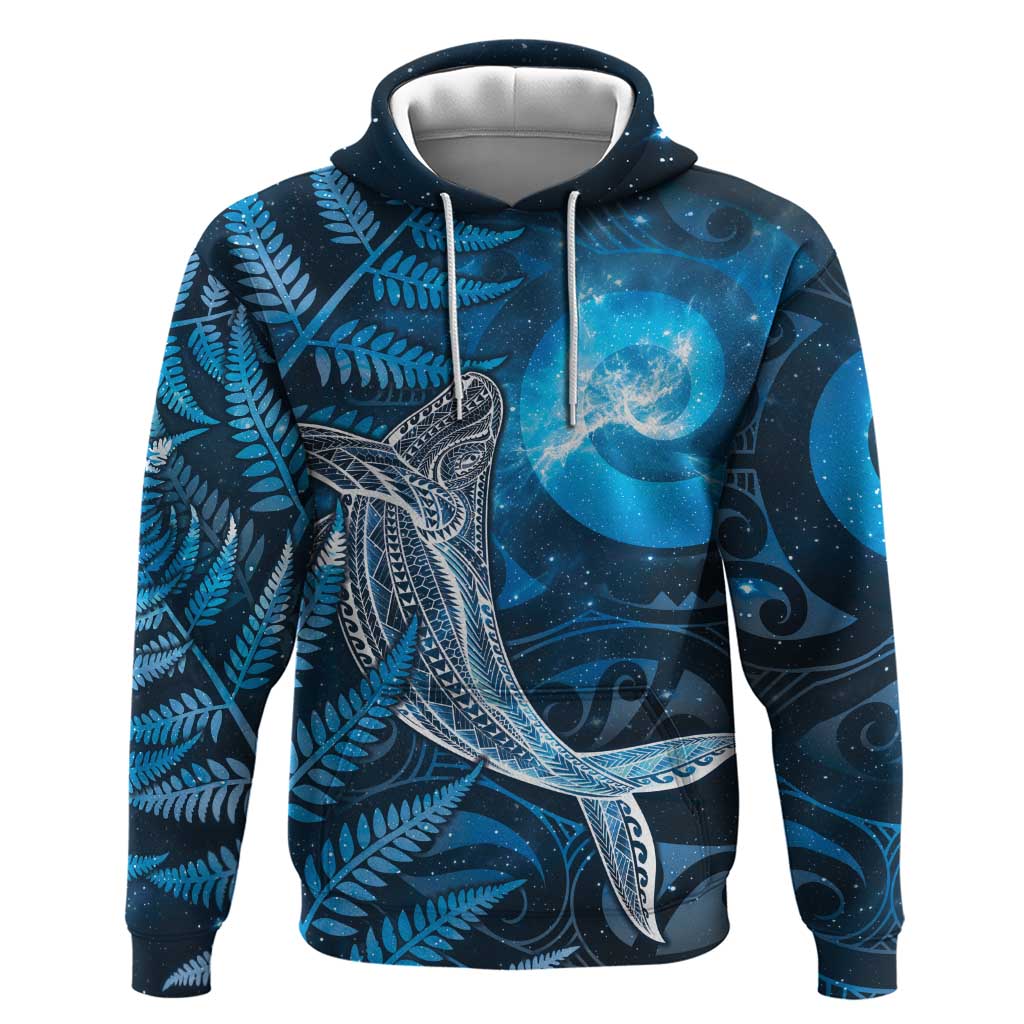 New Zealand Matariki Zip Hoodie Maori Koru With Humpback Whale Blue LT05 Pullover Hoodie Blue - Polynesian Pride