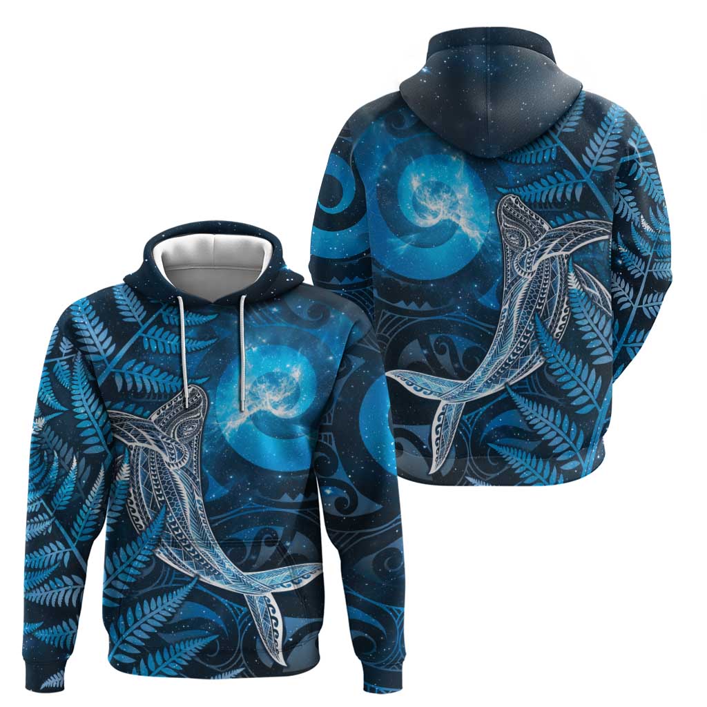 New Zealand Matariki Zip Hoodie Maori Koru With Humpback Whale Blue LT05 - Polynesian Pride