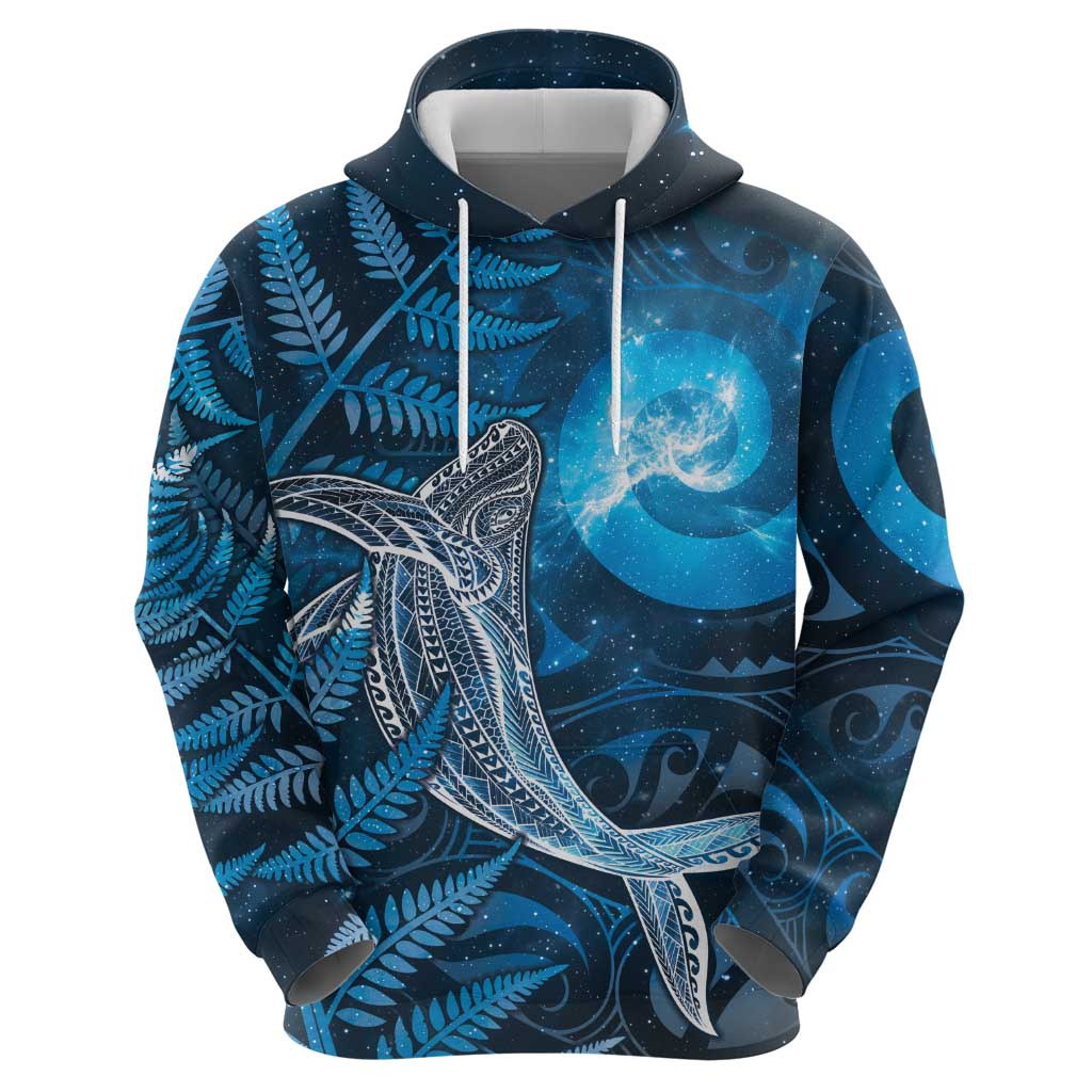 New Zealand Matariki Zip Hoodie Maori Koru With Humpback Whale Blue LT05 - Polynesian Pride