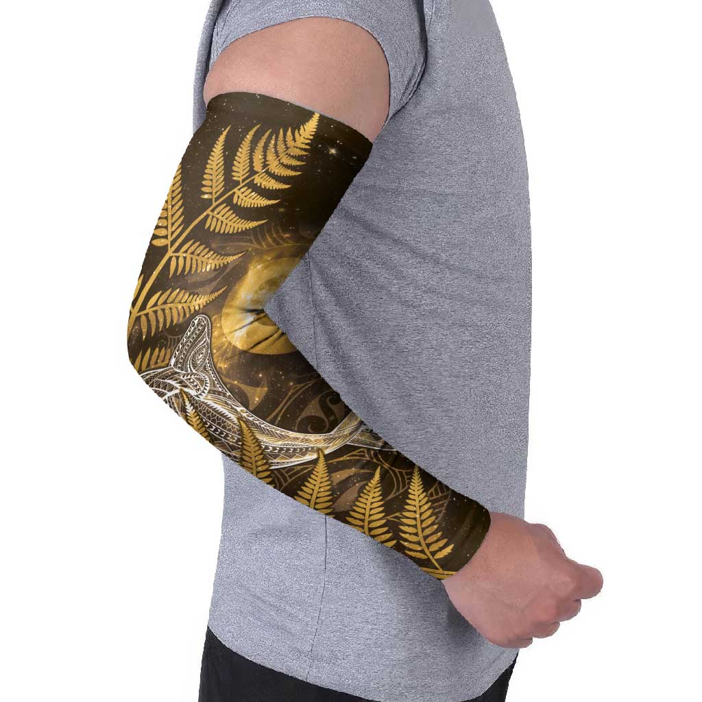 New Zealand Matariki Arm Sleeves Maori Koru With Humpback Whale Gold LT05 - Polynesian Pride