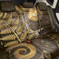 New Zealand Matariki Back Car Seat Cover Maori Koru With Humpback Whale Gold