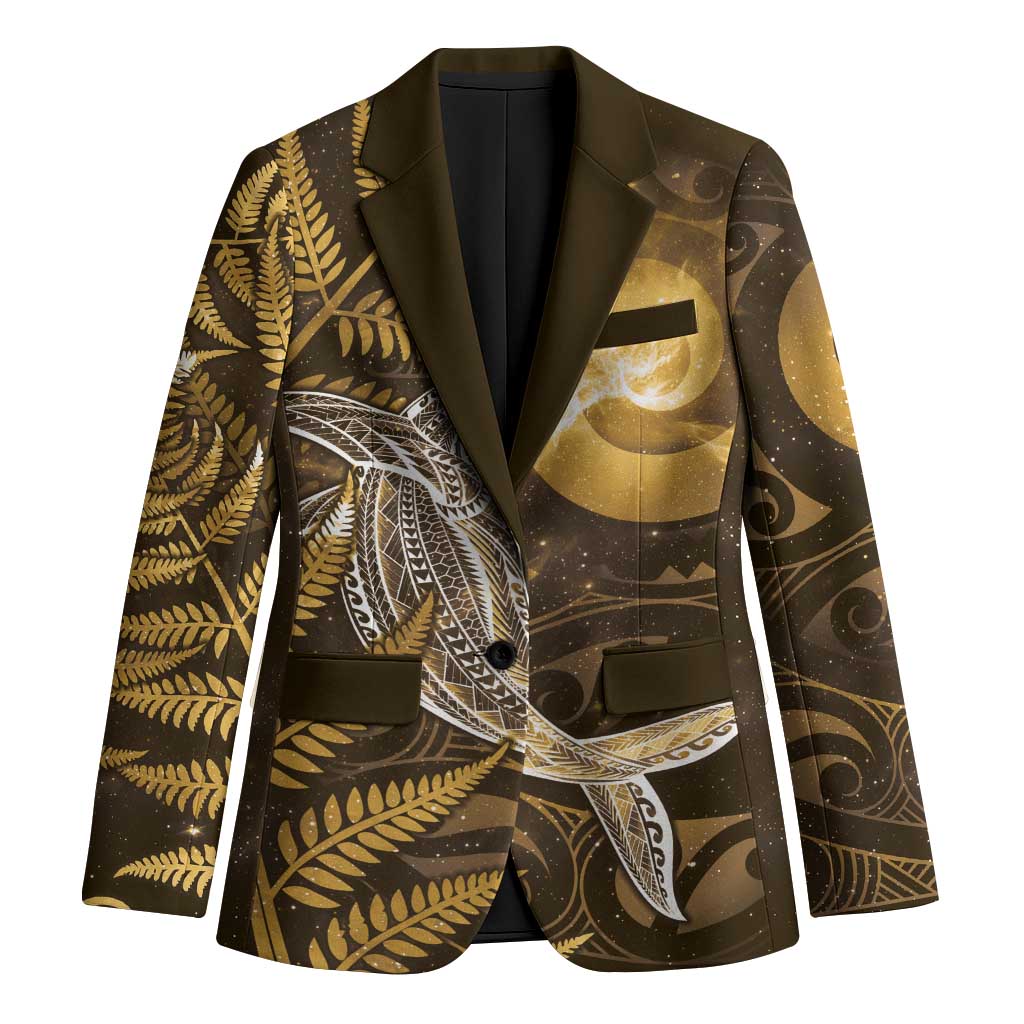 New Zealand Matariki Blazer Maori Koru With Humpback Whale Gold LT05 Unisex Gold - Polynesian Pride