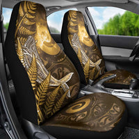 New Zealand Matariki Car Seat Cover Maori Koru With Humpback Whale Gold